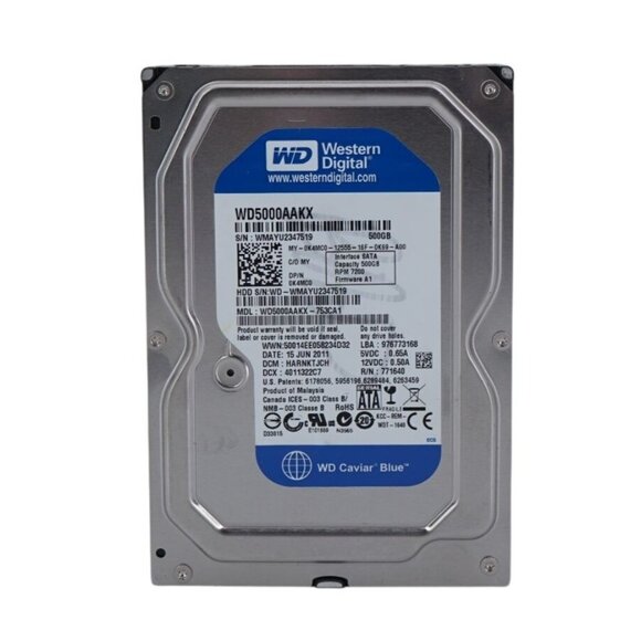 Western Digital Other - Western Digital WD5000AAKX 500GB 7200 RPM 3.5" SATA 6Gb/s Hard Drive – AS IS / U